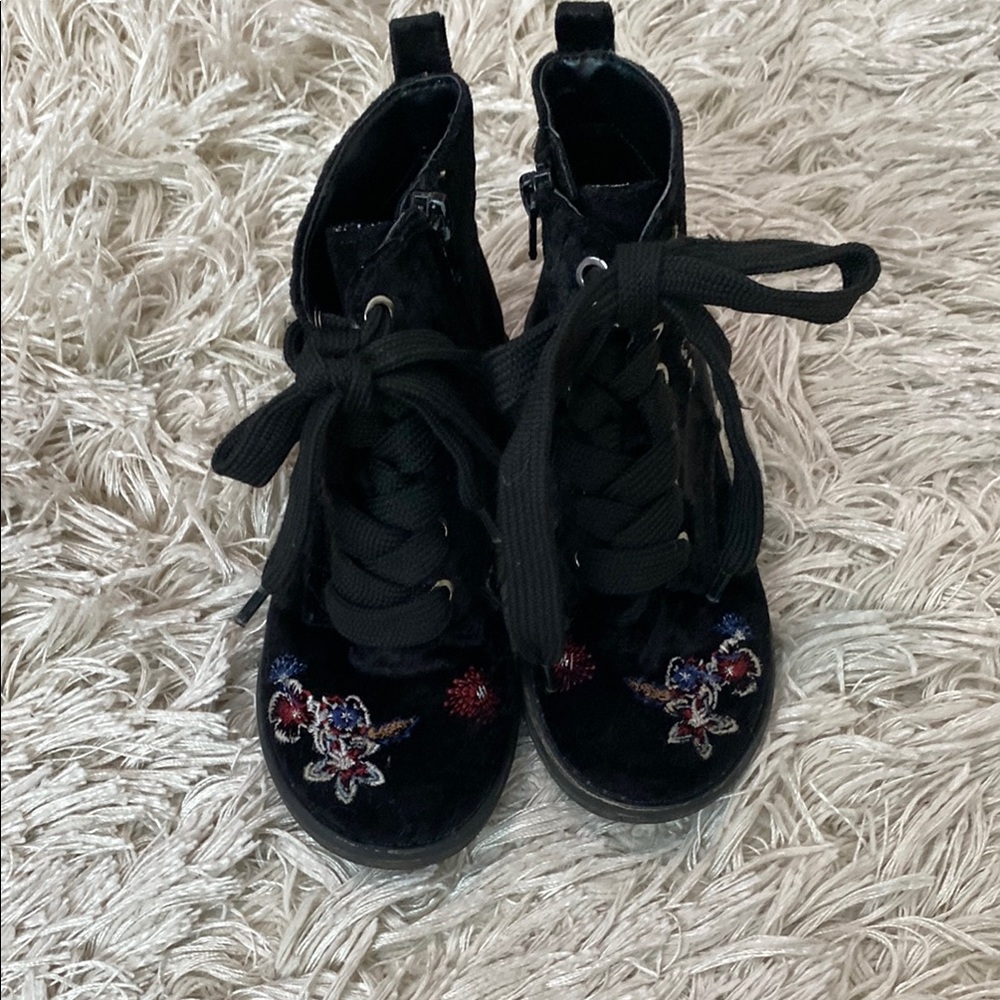 Dolce Vita Black Floral Velvet Boots